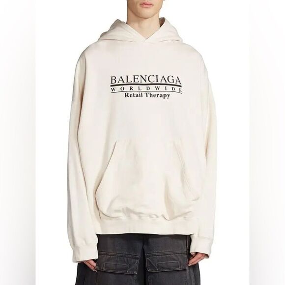 BALENCIAGA  Retail‎ Therapy Logo Unisex Hoodie, Size 2, $895 - Picture 1 of 13